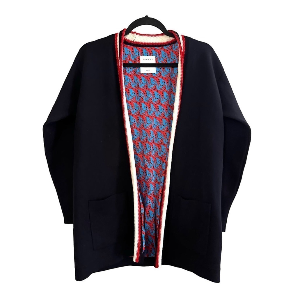 Sandro Paris Catene Knitted Lined Cardigan - Sz 1 (Small)